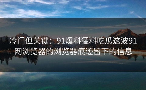 冷门但关键：91爆料猛料吃瓜这波91网浏览器的浏览器痕迹留下的信息