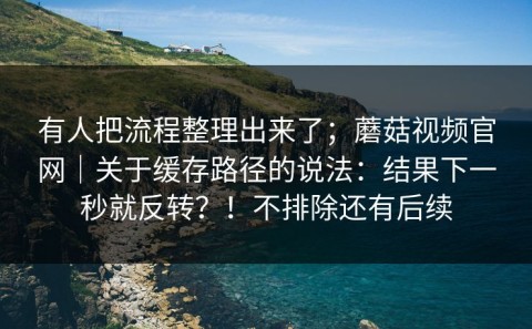 有人把流程整理出来了；蘑菇视频官网｜关于缓存路径的说法：结果下一秒就反转？！不排除还有后续