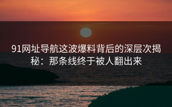 91网址导航这波爆料背后的深层次揭秘：那条线终于被人翻出来
