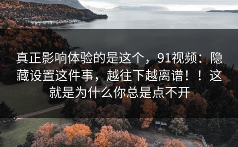 真正影响体验的是这个，91视频：隐藏设置这件事，越往下越离谱！！这就是为什么你总是点不开