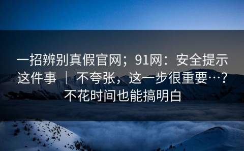 一招辨别真假官网；91网：安全提示这件事 ｜ 不夸张，这一步很重要…？不花时间也能搞明白