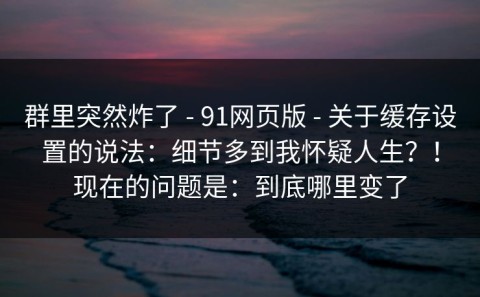群里突然炸了 - 91网页版 - 关于缓存设置的说法：细节多到我怀疑人生？！现在的问题是：到底哪里变了